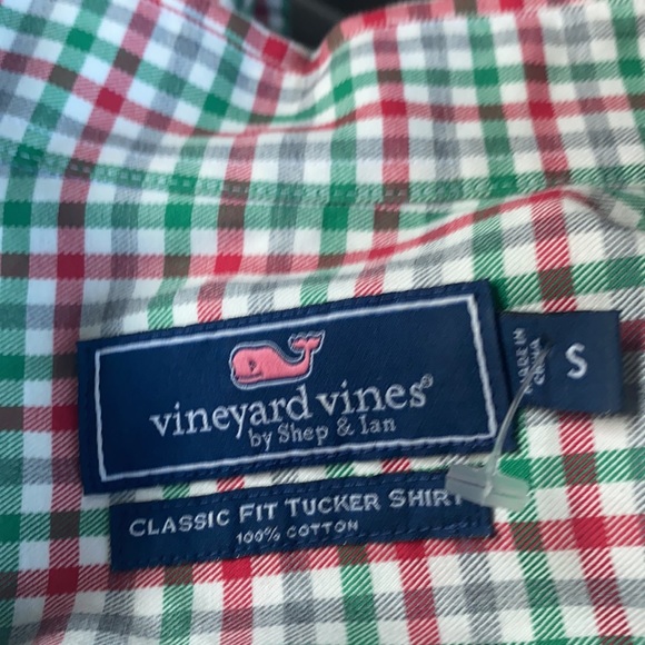 Vineyard vines Tin one pocket plaid green and red long sleeves shirt men’s Small - Picture 3 of 13